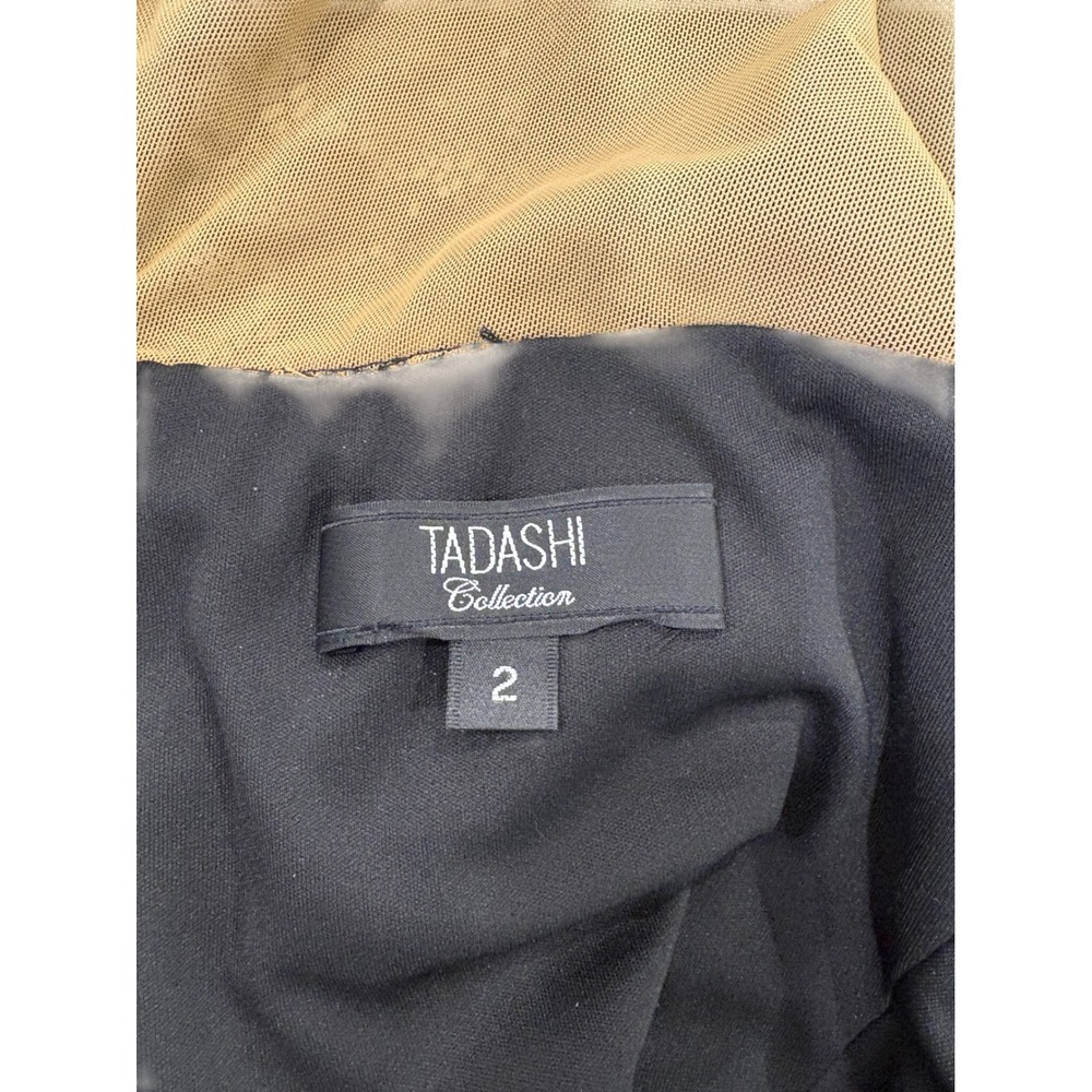 Tadashi Collection Cocktail Dress  2 Black Silk illusion Lace Ruched‎ Event chic - Picture 8 of 9